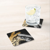 elegante Imitate mit goldfarbenen und grauen Pinse Rechteckiger Pappuntersetzer (Vor Ort)