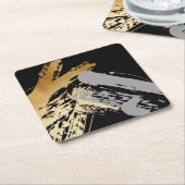 elegante Imitate mit goldfarbenen und grauen Pinse Rechteckiger Pappuntersetzer (angewinkelt)