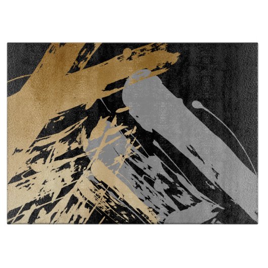 elegante Imitate mit goldfarbenen und grauen Pinse Schneidebrett (Vorderseite)