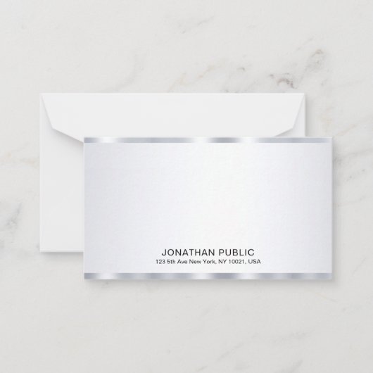 Elegante Imitate mit Personalisiertem Glamour Silv Mitteilungskarte (Vorderseite)