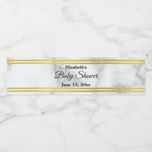 Elegante Imitate mit weißem Marmor Aussehen Babydu Wasserflaschenetikett (Einzelnes Label)