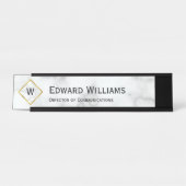 Elegante Imitate Monogram Name Job Title Schreibtischnamensplakette (Vorderseite )