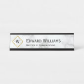 Elegante Imitate Monogram Name Job Title Schreibtischnamensplakette (Vorderseite )