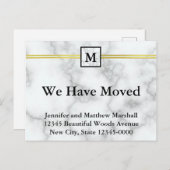 Elegante Imitate - Monogramm-Bewegung mit weißem M Ankündigungspostkarte (Vorne/Hinten)