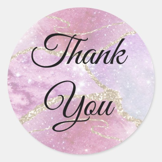 Elegante Imitate Prachtvoller Effekt Danke Runder Aufkleber (Vorderseite)