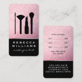Elegante Imitate Rosa Glitzer Makeup Set Visitenkarte (Vorne/Hinten)
