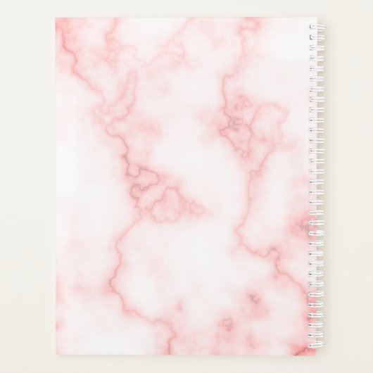 Elegante Imitate Rosa Marmor Grau Monogramm Name 2 Planer (Rückseite)