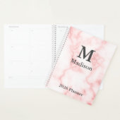 Elegante Imitate Rosa Marmor Grau Monogramm Name 2 Planer (Anzeige)