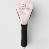 Elegante Imitate Rosa Marmor Grauer Name und Monog Golf Headcover (Vorderseite)