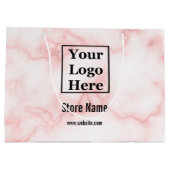 Elegante Imitate Rosa Marmor Ihr Logo hier Große Geschenktüte (Rückseite)