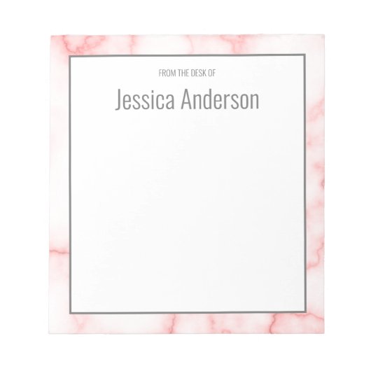 Elegante Imitate Rosa Marmor vom Schreibtisch Notizblock (Vorderseite)