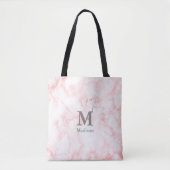 Elegante Imitate Rosa Marmorgraue Initialen Monogr Tasche (Vorderseite)