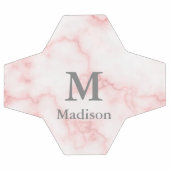 Elegante Imitate Rosa Marmormor Grau Monogramm und Fußball (Flach)