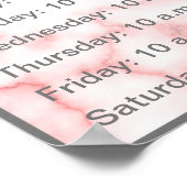 Elegante Imitate Rosa Marmorstunde Poster (Ecke)