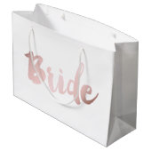 elegante Imitate rosa Rosengold "Braut" Große Geschenktüte (Rückseite Schrägansicht)