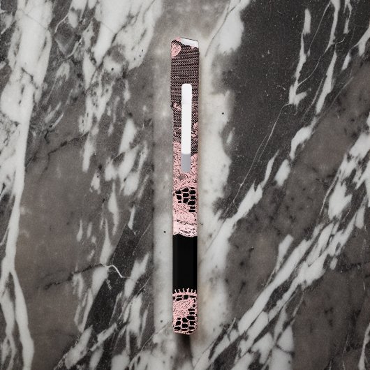 Elegante Imitate Rosa Spitzen und Schwarz Case-Mate iPhone Hülle