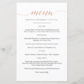 Elegante Imitate Rose Gold Calligraphy Menu Card (Vorderseite)