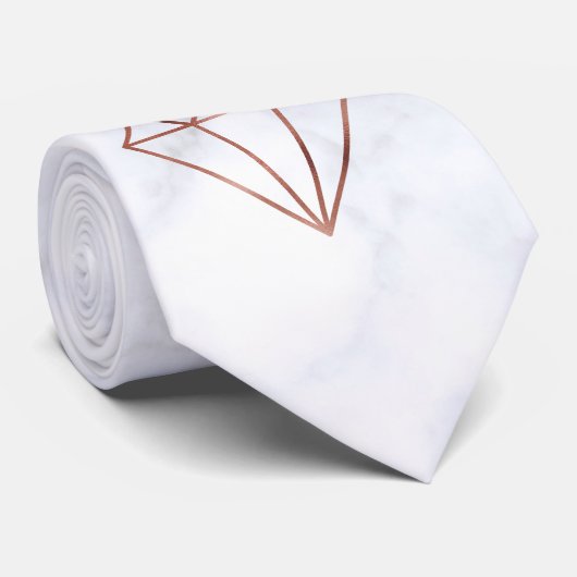 elegante Imitate Rose Gold Diamant weißer Marmor Krawatte (Gerollt)