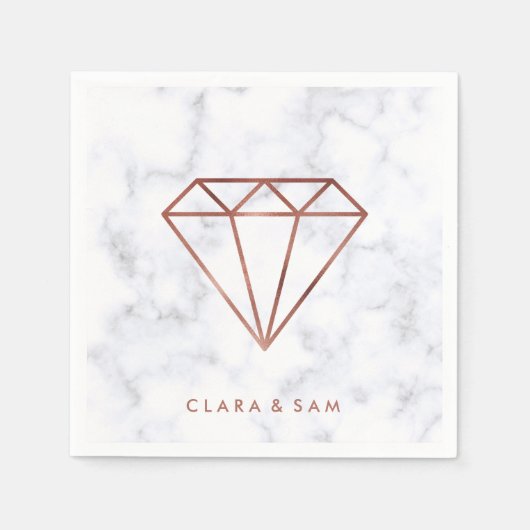 elegante Imitate Rose Gold Diamant weißer Marmor Serviette (Vorderseite)