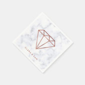 elegante Imitate Rose Gold Diamant weißer Marmor Serviette (Ecke)