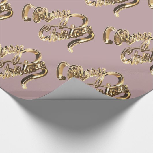 Elegante Imitate Rose Gold Foil Script Chic Weihna Geschenkpapier (Ecke)