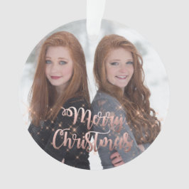 Elegante Imitate Rose Gold Frohe Weihnachten Foto Ornament