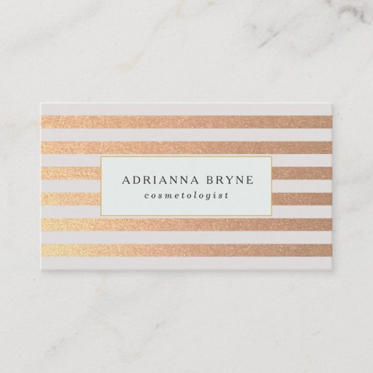 Elegante Imitate Rose Gold gestreifte Muster Salon Visitenkarte (Vorderseite)