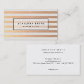 Elegante Imitate Rose Gold gestreifte Muster Salon Visitenkarte (Vorne/Hinten)