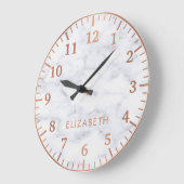 Elegante Imitate Rose Gold Glamour Weißer Marmor Große Wanduhr (Winkel)