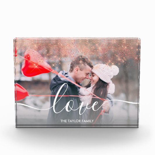Elegante Imitate Rose Gold Glitzer Liebe Text Foto (Vorderseite)