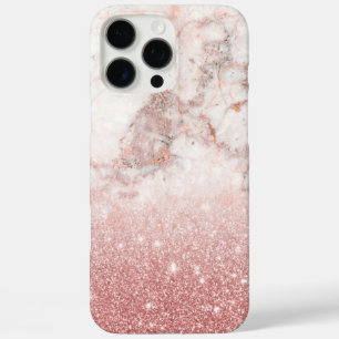 Elegante Imitate Rose Gold Glitzer Weißer Marmor O iPhone 16 Pro Max Hülle