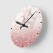 Elegante Imitate Rose Gold Glitzer Weißer Marmor O Runde Wanduhr (Winkel)