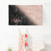 Elegante Imitate Rose Gold Konfetti Schwarz Marmor Banner (Insitu)