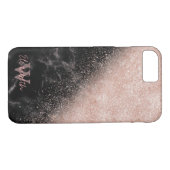Elegante Imitate Rose Gold Konfetti Schwarz Marmor Case-Mate iPhone Hülle (Rückseite (Horizontal))