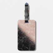 Elegante Imitate Rose Gold Konfetti Schwarz Marmor Gepäckanhänger (Rückseite vertikal)