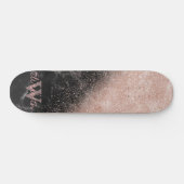 Elegante Imitate Rose Gold Konfetti Schwarz Marmor Skateboard (Horizontal)