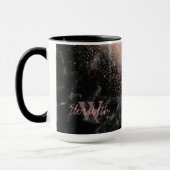 Elegante Imitate Rose Gold Konfetti Schwarz Marmor Tasse (Links)