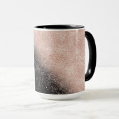 Elegante Imitate Rose Gold Konfetti Schwarz Marmor Tasse (VorderseiteRechts)