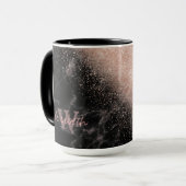 Elegante Imitate Rose Gold Konfetti Schwarz Marmor Tasse (Vorderseite Links)