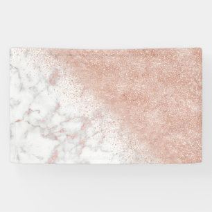 Elegante Imitate Rose Gold Konfetti, weißes Marmo Banner