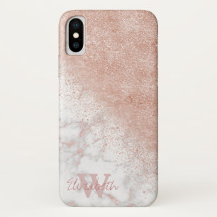 Elegante Imitate Rose Gold Konfetti, weißes Marmo iPhone X Hülle