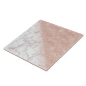 Elegante Imitate Rose Gold Konfetti, weißes Marmor Fliese (Seite)