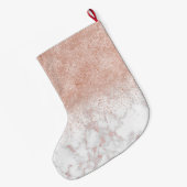 Elegante Imitate Rose Gold Konfetti, weißes Marmor Großer Weihnachtsstrumpf (Rückseite (Hängend))