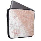 Elegante Imitate Rose Gold Konfetti, weißes Marmor Laptopschutzhülle (Vorne Rechts)