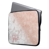 Elegante Imitate Rose Gold Konfetti, weißes Marmor Laptopschutzhülle (Vorderseite Links)