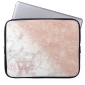 Elegante Imitate Rose Gold Konfetti, weißes Marmor Laptopschutzhülle (Vorderseite)
