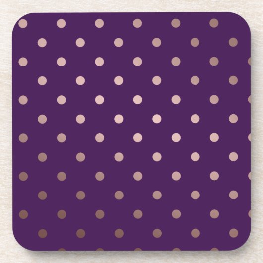 elegante Imitate Rose Gold lila Polka Punkte Getränkeuntersetzer (Vorderseite)