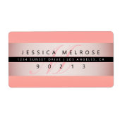 Elegante Imitate Rose Gold & Monogram Rücksendeadr (Vorne)