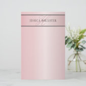 Elegante Imitate Rose Gold | Name & Initialen Briefpapier (Stehend Vorderseite)