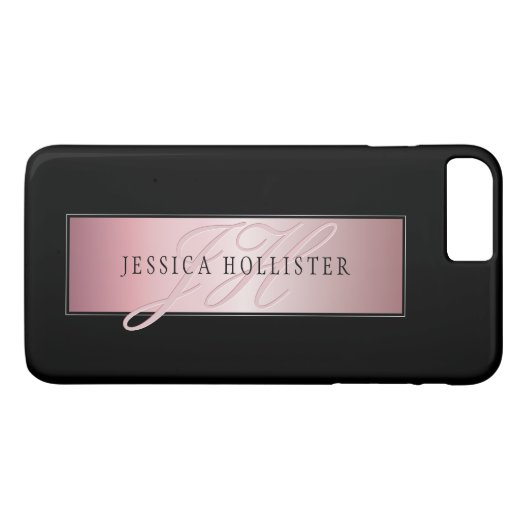 Elegante Imitate Rose Gold | Name & Initialen Case-Mate iPhone Hülle (Rückseite (Horizontal))